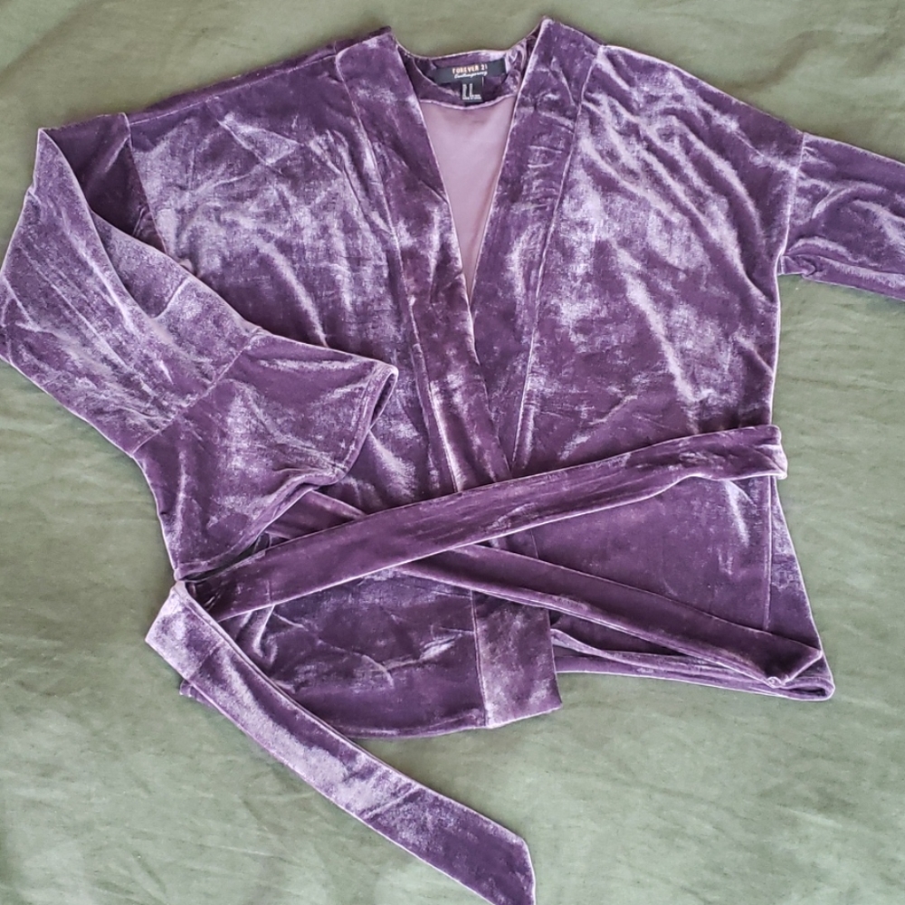 Velvet Disco Queen Bell Sleeve Belted Kimono